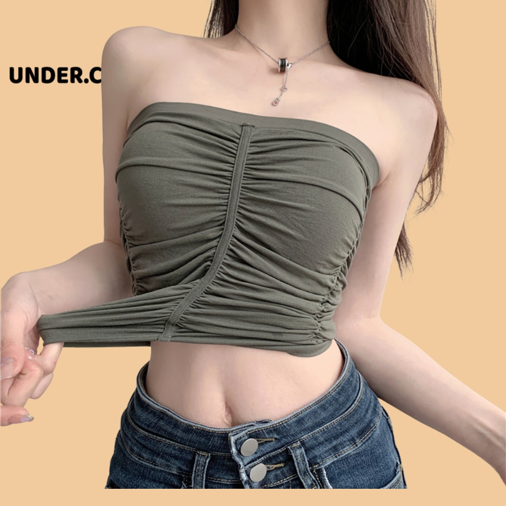 Áo quây ống hai lớp UNDERCOOL Không Dây Cúp Ngực Đệm Đẩy Ngực Tạo khe ABL09