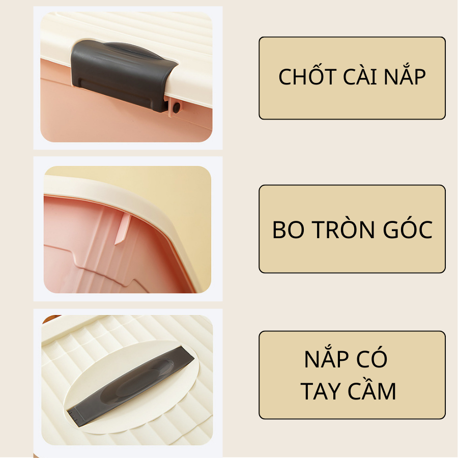 Thùng Nhựa Đựng Đồ Đa Năng Enoda Home, 2 Màu Sắc, 4 Kích Thước Nắp Cài Chắc Chắn Q100