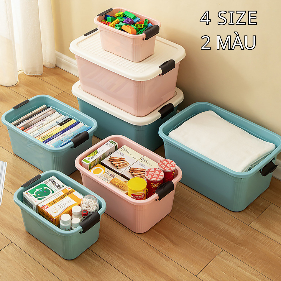 Thùng Nhựa Đựng Đồ Đa Năng Enoda Home, 2 Màu Sắc, 4 Kích Thước Nắp Cài Chắc Chắn Q100