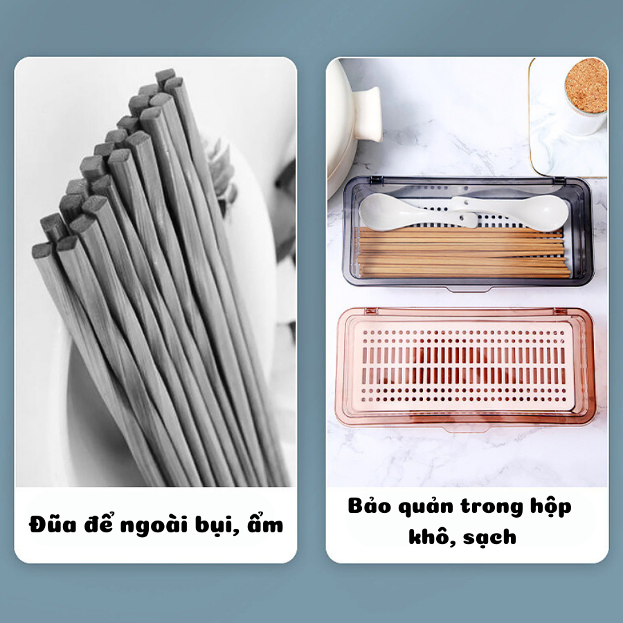 Hộp Đựng Đũa Thìa Enoda Home, Có Nắp Đậy Kín Chống Bụi, Size Lớn Dài 28cm Phù Hợp Mọi Loại Đũa P016
