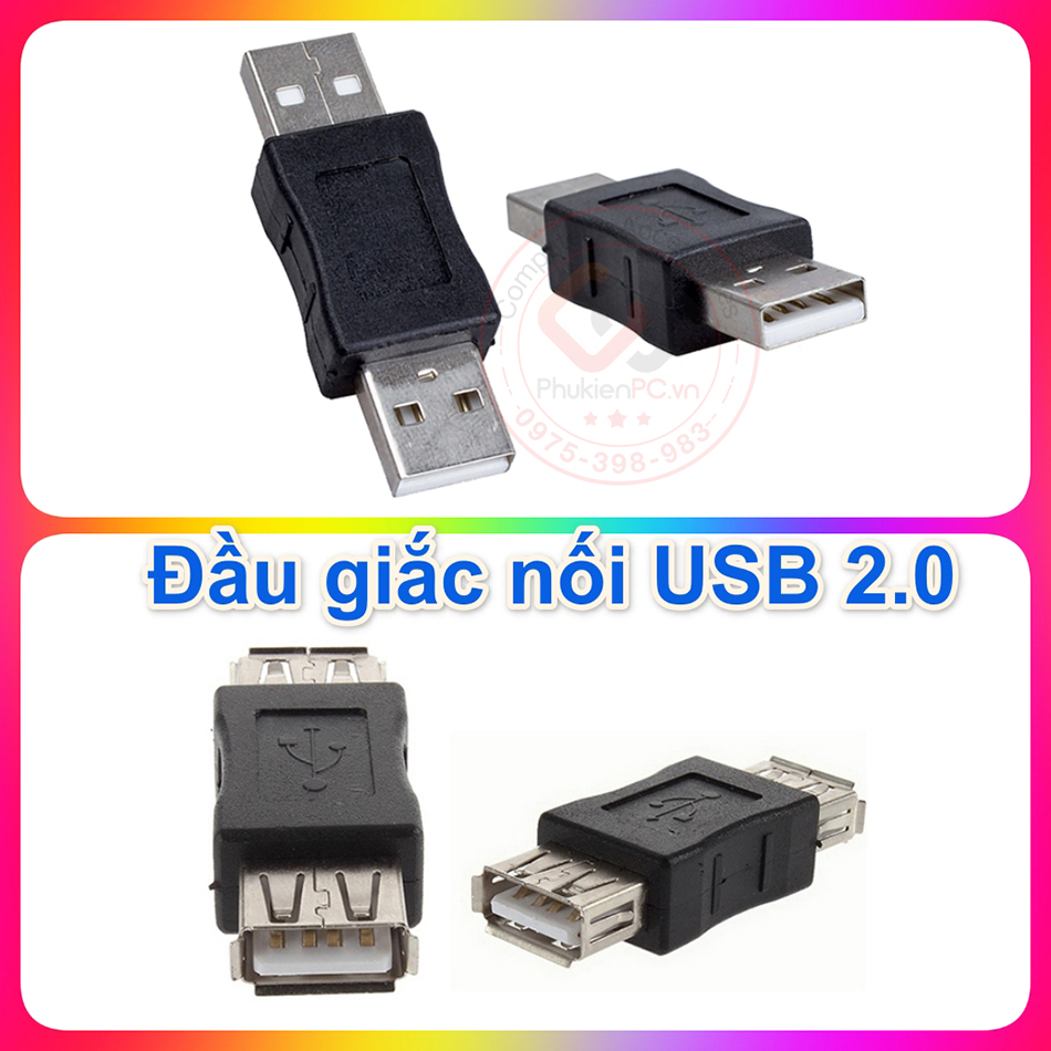 Đầu giắc nối USB 2.0 Đực-Đực Cái-Cái (Male to Male, Female) Cho máy ...