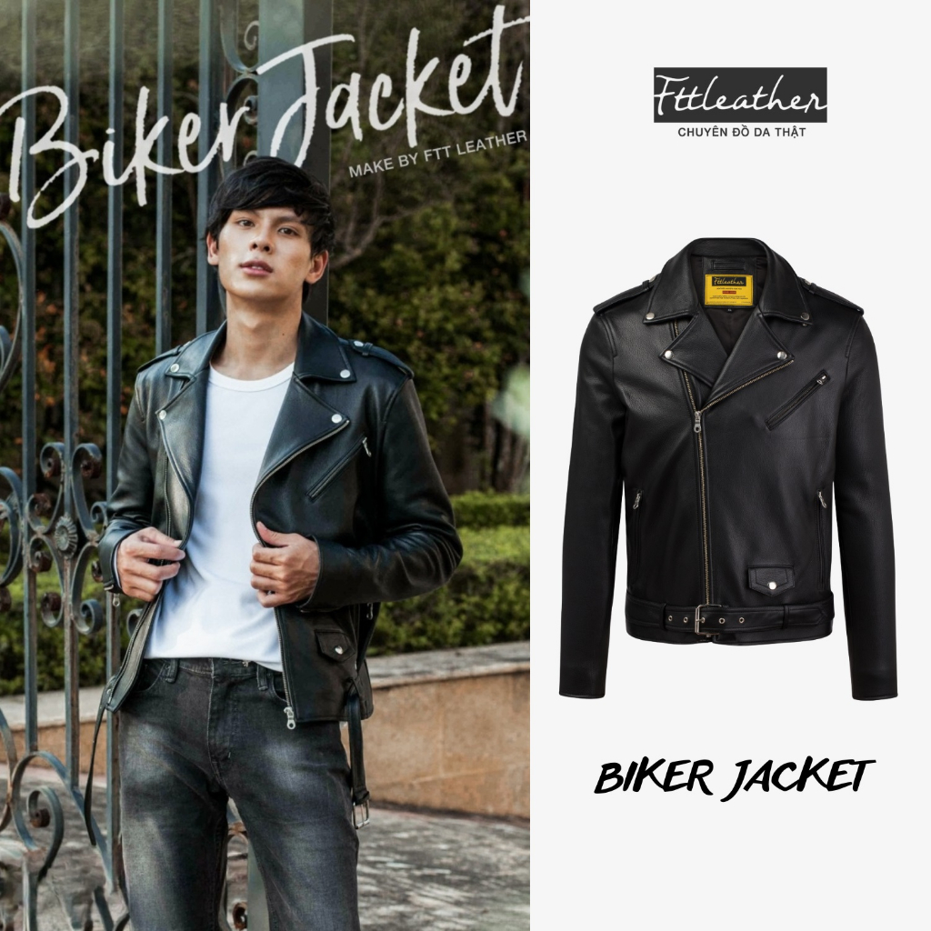 Áo Da Nam FTT Leather Biker Jacket Da Dê Cao Cấp, Trẻ Trung, Bảo Hành Da Thật 100%