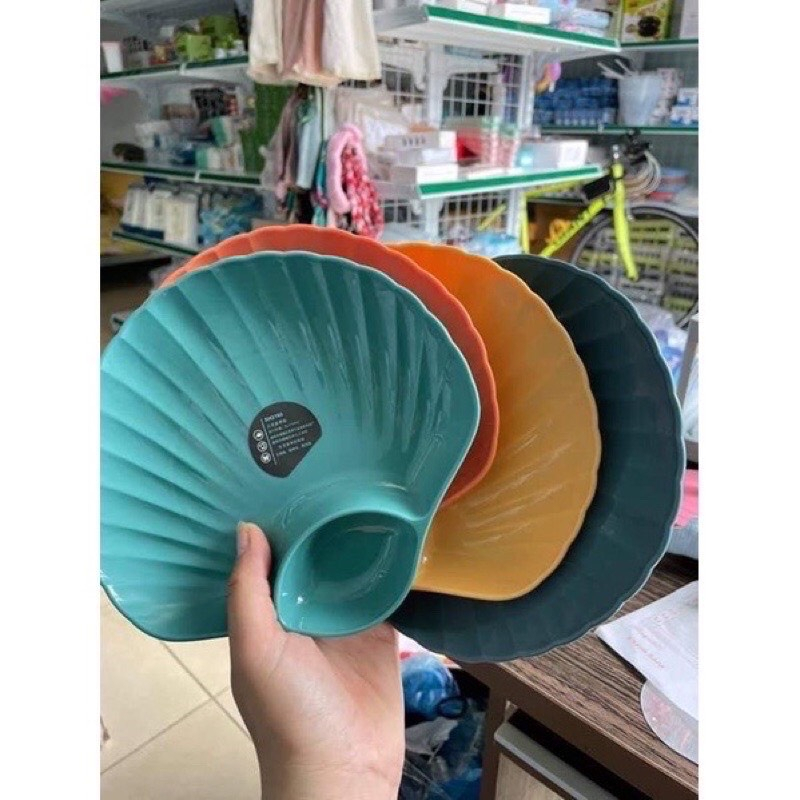 Đĩa Có Ngăn Gia Vị Hình Vỏ Sò Mẫu Mới Nhất - Đĩa Có Ngăn Gia Vị
