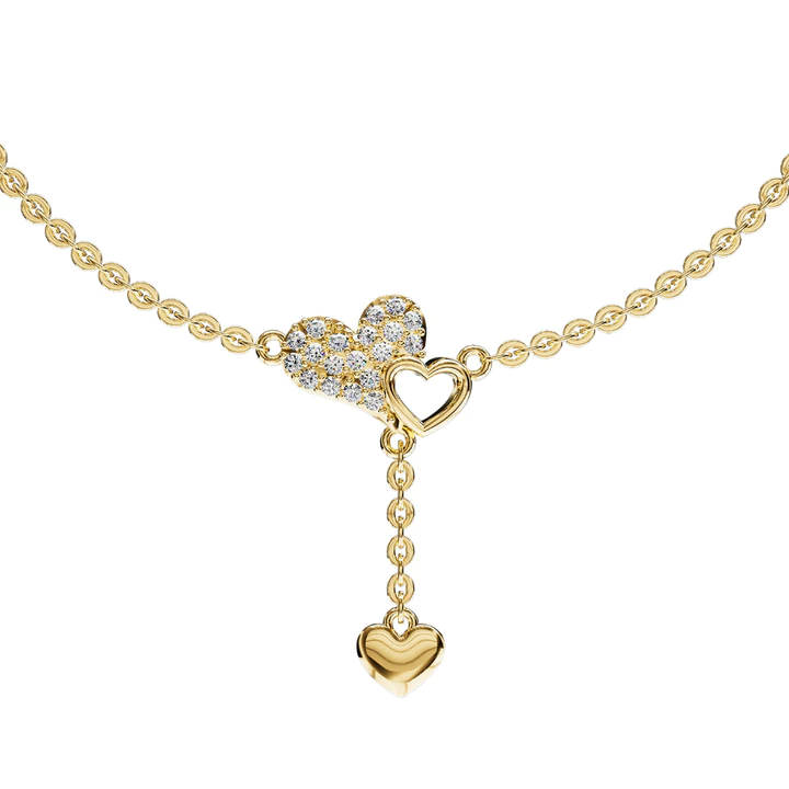 Lắc Tay Vàng Tây LLF240 Thiết Kế Họa Tiết Trái Tim Dáng Rơi Đính Đá CZ Lấp Lánh Huy Thanh Jewelry