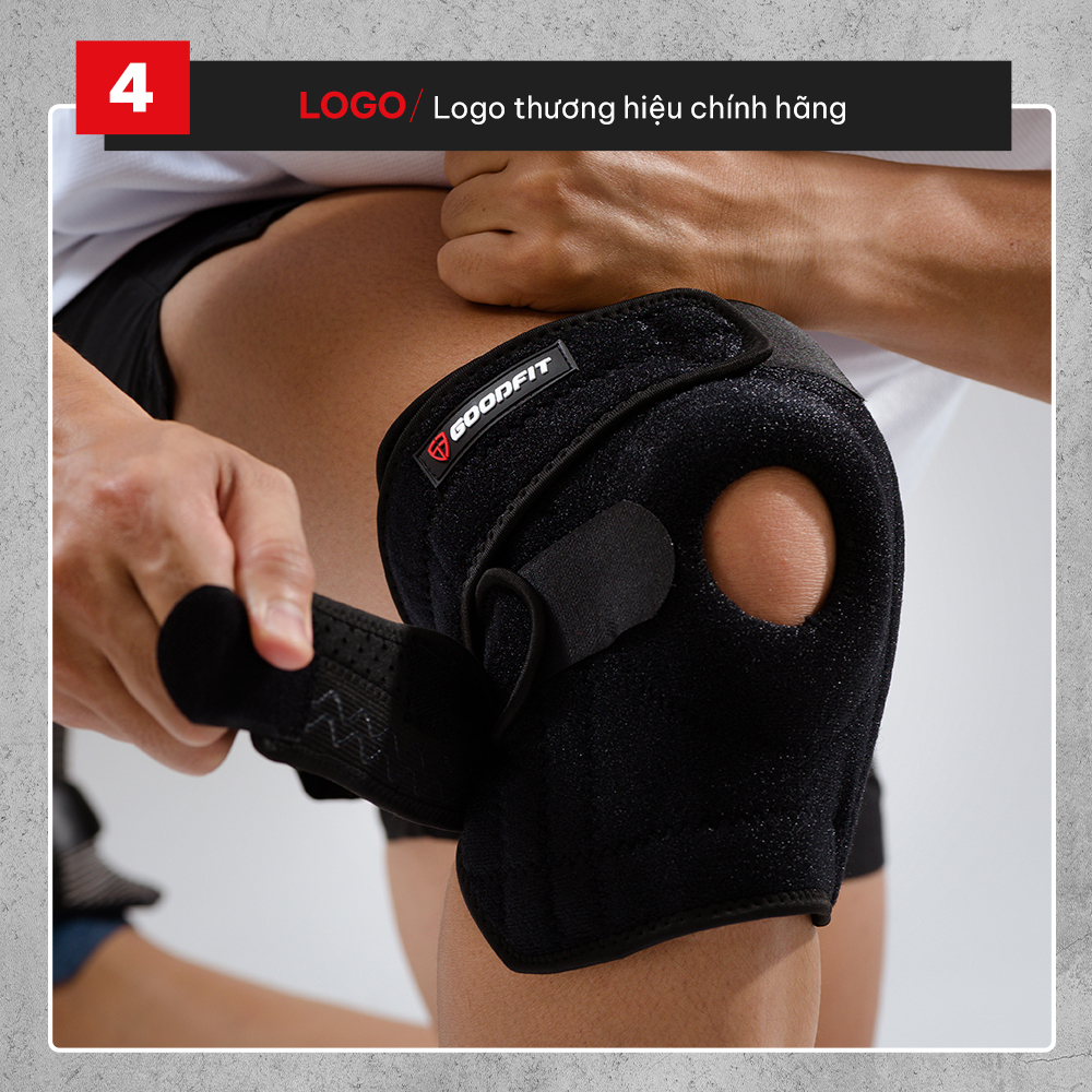 Bố gối thể thao GoodFit GF515K, bảo vệ đầu gối khi chơi thể thao, pickleball, gym thiết kế 3 đai dán