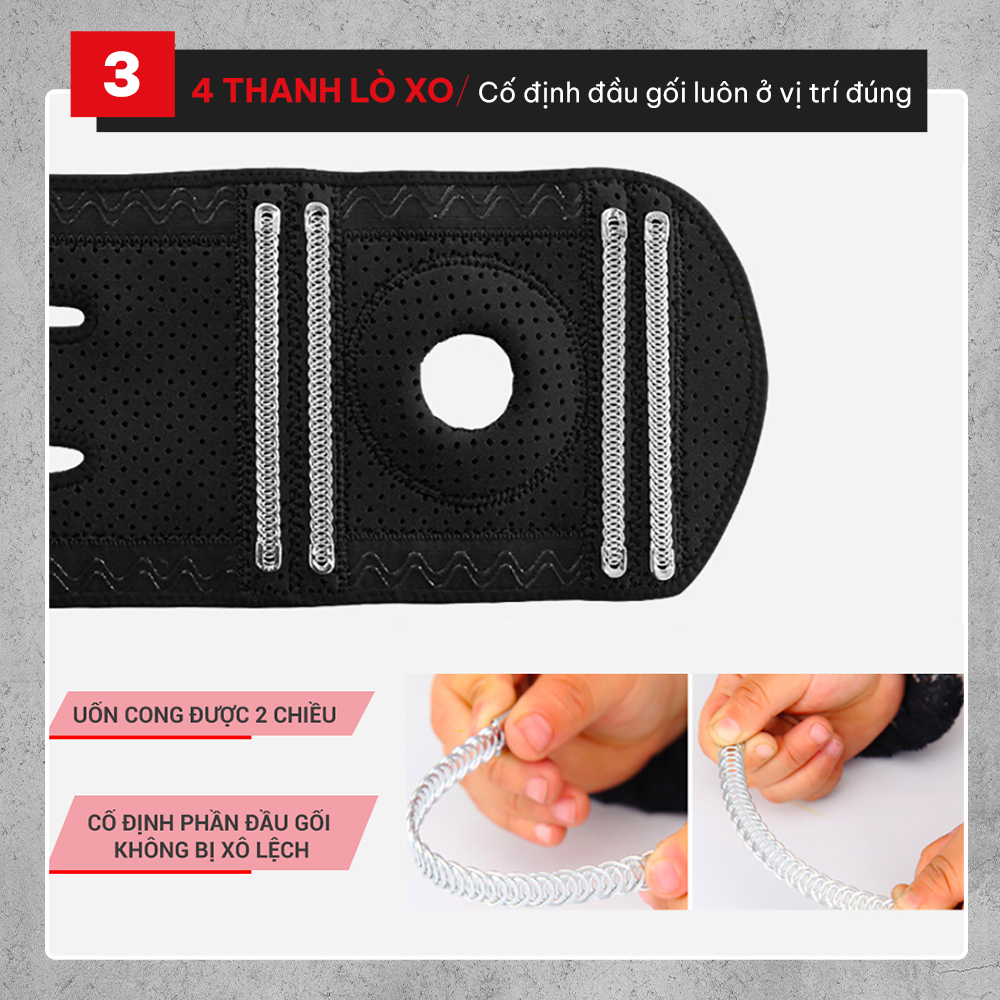 Bố gối thể thao GoodFit GF515K, bảo vệ đầu gối khi chơi thể thao, pickleball, gym thiết kế 3 đai dán