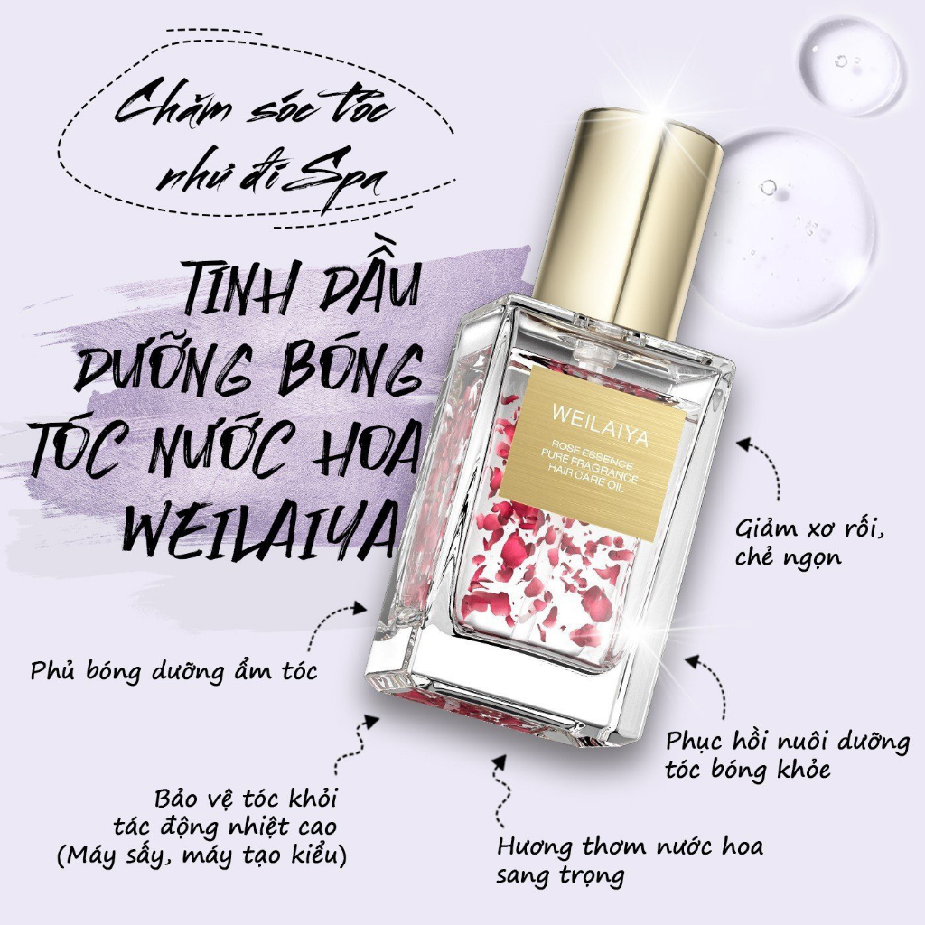 Ảnh Tinh dầu dưỡng tóc WEILAIYA chiết xuất cánh hoa hồng phục hồi tóc hư tổn, giảm sơ rối, chẻ ngọn chai 40ml 2