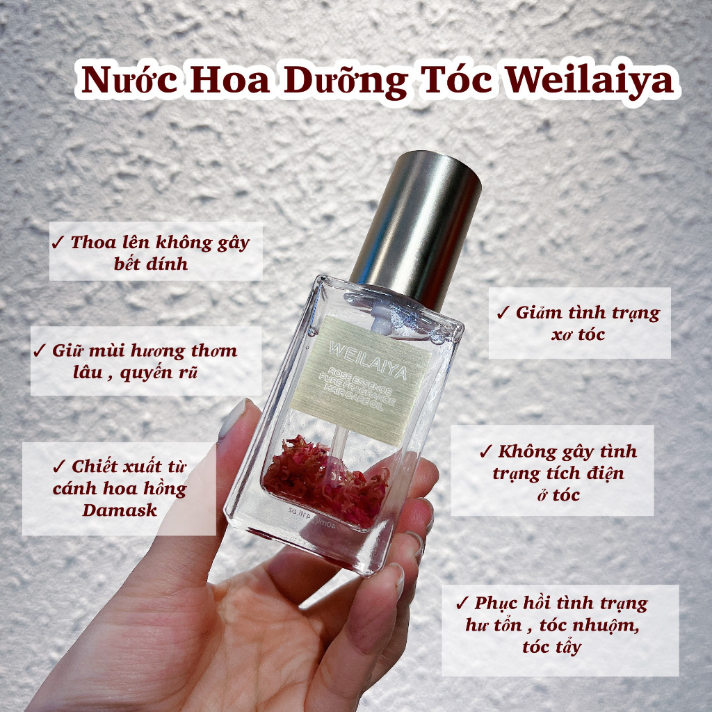 Ảnh Tinh dầu dưỡng tóc WEILAIYA chiết xuất cánh hoa hồng phục hồi tóc hư tổn, giảm sơ rối, chẻ ngọn chai 40ml 1