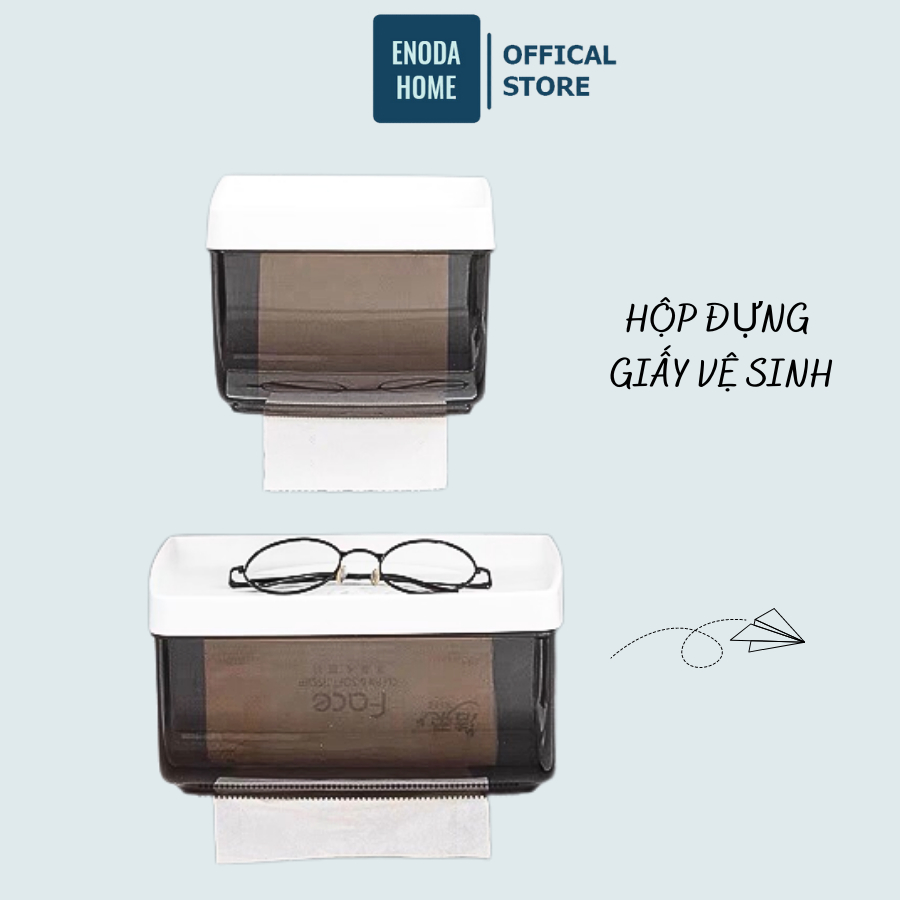 Hộp Đựng Giấy Vệ Sinh, Giấy Vuông Enoda Home Dán Tường Chắc Chắn, Nắp Đậy Chống Nước F006