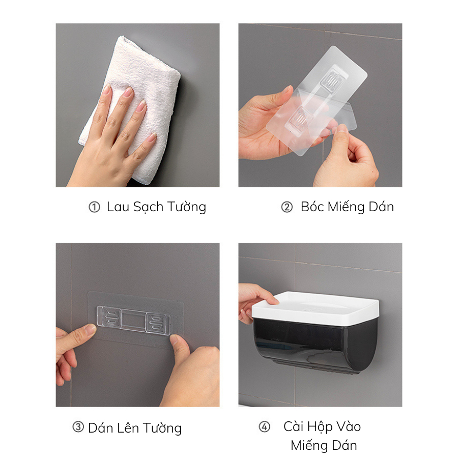 Hộp Đựng Giấy Vệ Sinh, Giấy Vuông Enoda Home Dán Tường Chắc Chắn, Nắp Đậy Chống Nước F006