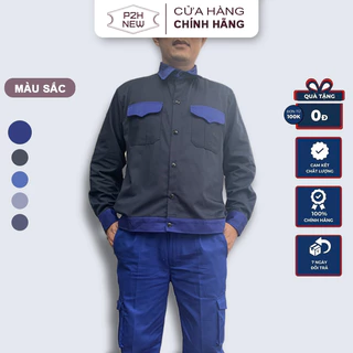 Áo Bảo Hộ Lao Động P2HNEW Vải Kaki Dày Phối Cổ Nhiều Màu ABH01
