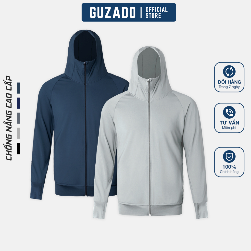 Áo chống nắng nam Guzado màu đẹp chất thun lạnh chống tia UV thiết kế lưới tản nhiệt chống nóng GCN01