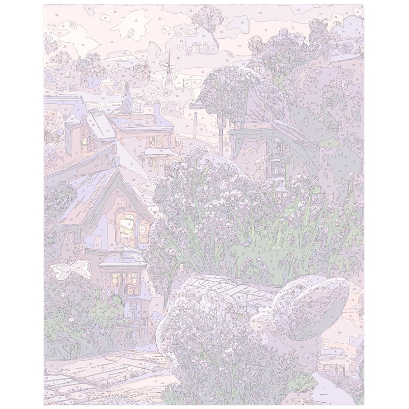 Tranh tô màu theo số tiên cảnh COCI ngôi làng màu tím hoa lavender TCC4030 có kèm khung