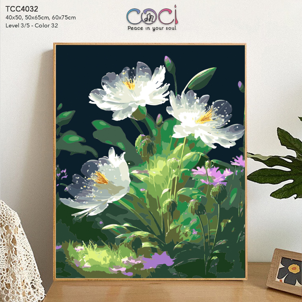 Tranh tô màu theo số hoa dại COCI tranh AI tiên cảnh TCC4032 có kèm khung