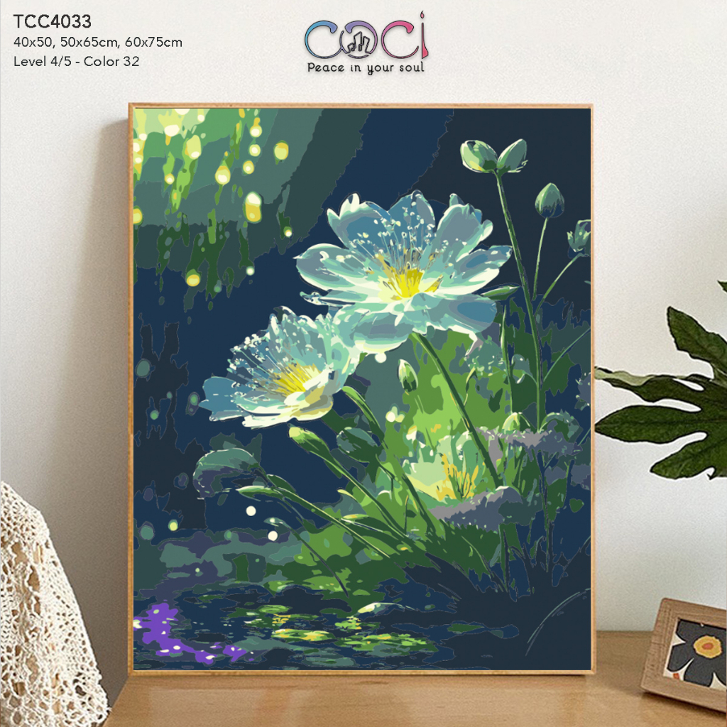 Tranh tô màu số hoá hoa dại COCI tranh AI tiên cảnh TCC4033 có kèm khung