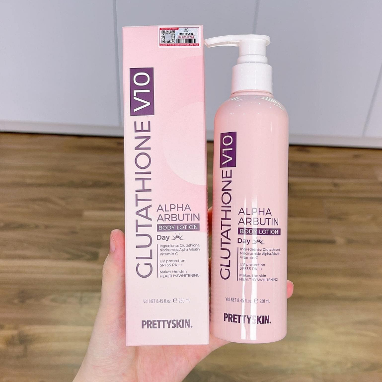 KEM DƯỠNG TRẮNG DA BAN NGÀY PRETTY SKIN GLUTATHIONE V10 ALPHA ARBUTIN BODY LOTION DAY 250ML - 15845