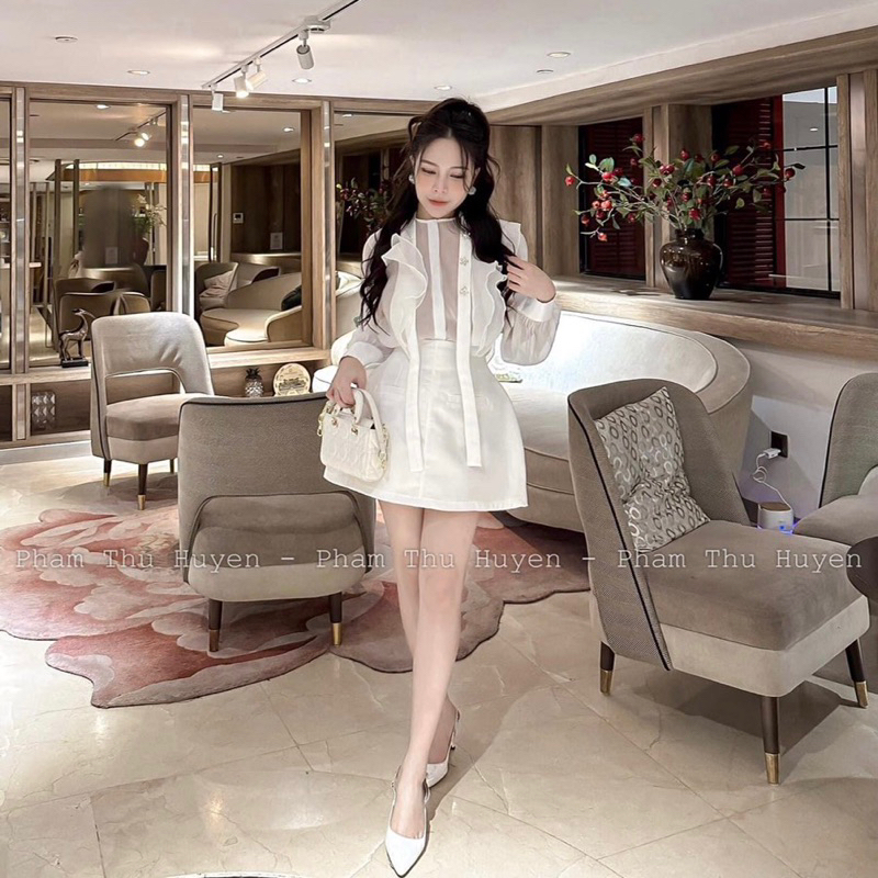 (HÀNG Y ẢNH 100%) Set áo sơ mi tơ bèo ngực kèm chân váy tafta - 𝐕𝐘.𝐂𝐋𝐎𝐓𝐇𝐄𝐒 𝐂𝐇𝐔𝐘𝐄̂𝐍 𝐇𝐀̀𝐍𝐆 𝐐𝐔𝐀̉𝐍𝐆 𝐂𝐇𝐀̂𝐔 𝐂𝐇𝐈́𝐍𝐇 𝐇𝐈𝐄̣̂𝐔