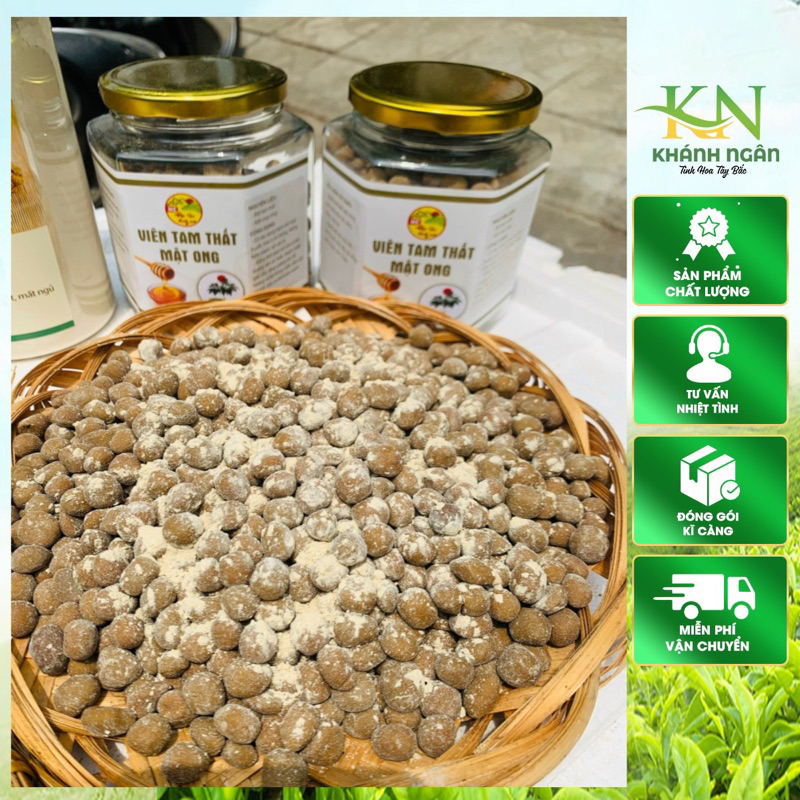 Viên Tam thất Mật ong (Hũ 500g) được bào chế từ củ tam thất bắc, ngưu tất và mật ong rừng, thủ công, không chất bảo quản