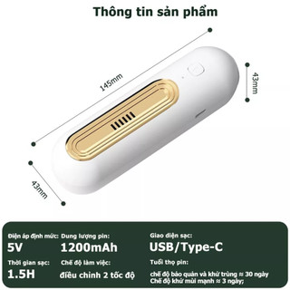 Máy Khử Mùi Tủ Lạnh Máy Lọc Không Khí Mini Diệt Khuẩn 2in1 Tạo Ion Tích Hợp Công Nghệ Ozone cao câp