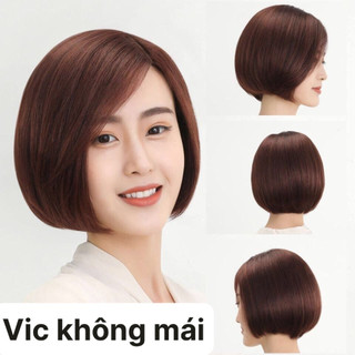 Tóc giả nguyên đầu, Tóc giả ngắn VIC KHÔNG MÁI NGÔI LỆCH HaminStore