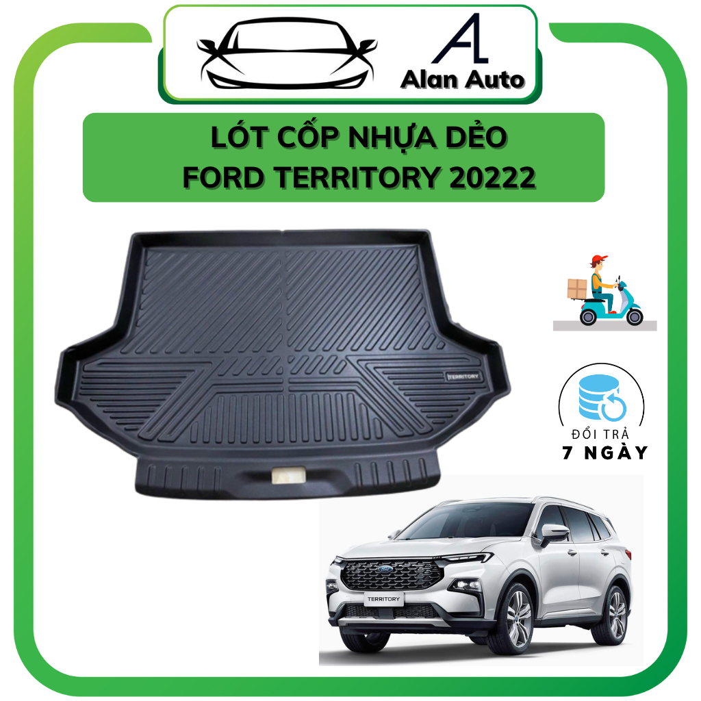Lót cốp nhựa dẻo Ford Territory 2023-2026, Chất liệu nhựa dẻo không mùi, vệ sinh dễ dàng, Chống thấm nước