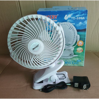 QUẠT MINI TÍCH ĐIỆN ĐỂ BÀN KẸP MICKEP 806 MẪU MỚI  (ducphong)