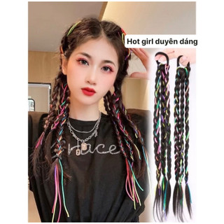 Tóc Giả Tết Dây Cột Gồm 3 Dây Tết MIX CHUN (Giá 1 bên) Tóc Phong Cách Hàn Quốc HaminStore