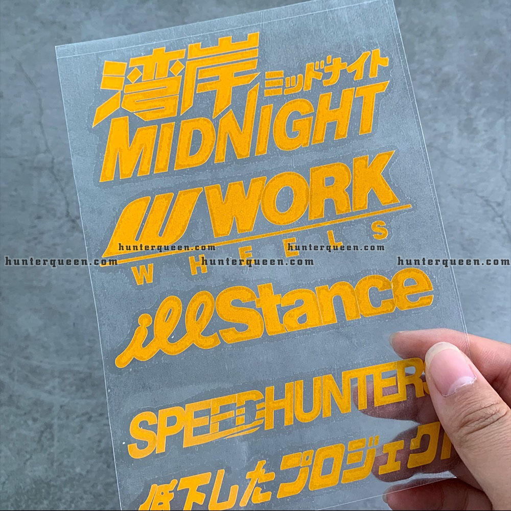 Sticker không nền. Chống Nước In Chữ Speedhunter Midnight Illstance Trang Trí Xe Mô Tô YAMAHA HONDA