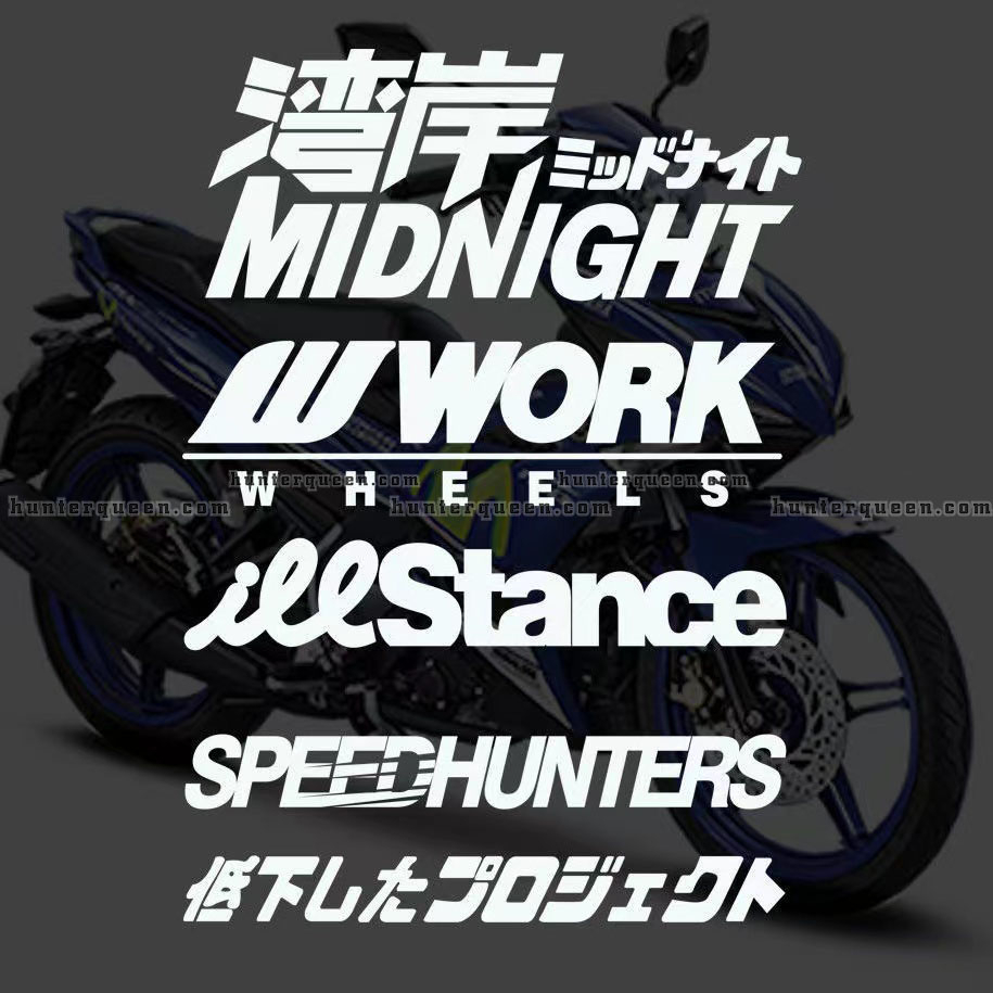 Sticker không nền. Chống Nước In Chữ Speedhunter Midnight Illstance Trang Trí Xe Mô Tô YAMAHA HONDA