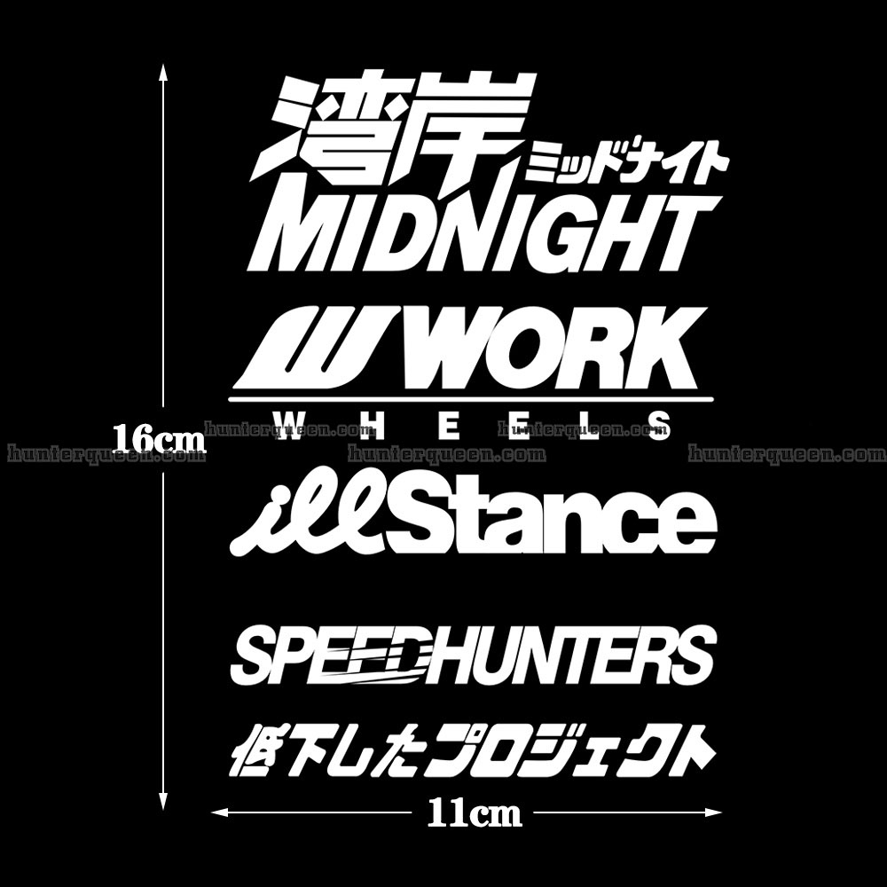 Sticker không nền. Chống Nước In Chữ Speedhunter Midnight Illstance Trang Trí Xe Mô Tô YAMAHA HONDA