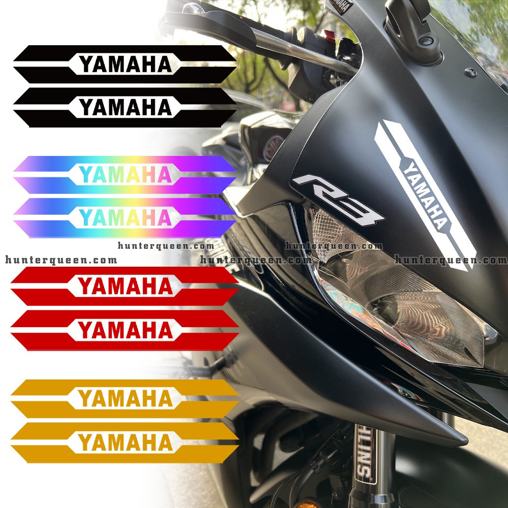 Cặp sticker YAMAHA tách nền, phản quang 3M cao cấp. Chống nước, Trang trí phuộc xe, ốp hông, nón, mô tô