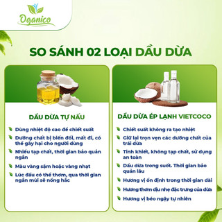 Dầu dừa Vietcoco nguyên chất hữu cơ ép lạnh mỹ phẩm, dưỡng mi, dưỡng tóc, dưỡng môi,dưỡng da chai xịt OGANICO