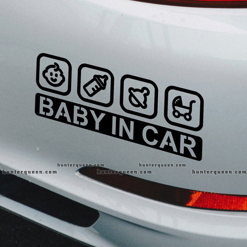 Decal Trang Trí Xe Hơi In Chữ Baby In Car BABYINCAR. Phản quang 3M cao cấp, chống nước