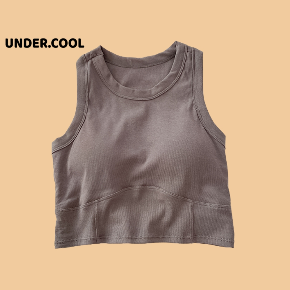 Áo croptop ba lỗ ngược UNDERCOOL cổ cao chất cotton dầy co dãn tốt, mặc tôn dáng, đen, trắng, xám, tím, trắng ABL08
