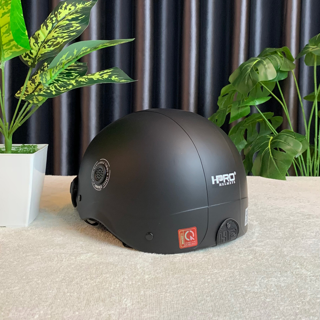 Ảnh Mũ bảo hiểm nửa đầu Hpro helmet, kiểu dáng thời trang, màu đen mờ cá tính mạnh mẽ, Freesize(52-56cm) 4