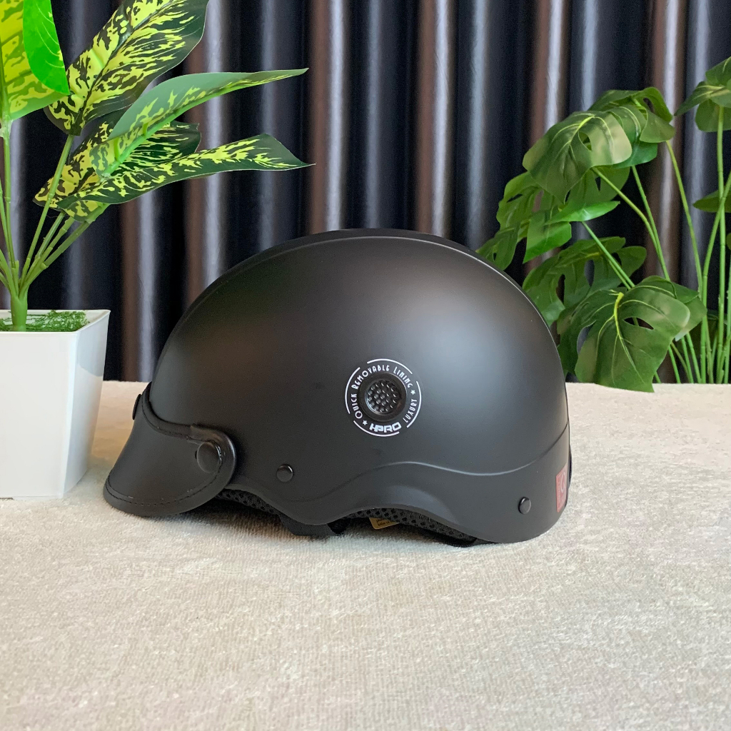 Ảnh Mũ bảo hiểm nửa đầu Hpro helmet, kiểu dáng thời trang, màu đen mờ cá tính mạnh mẽ, Freesize(52-56cm) 3