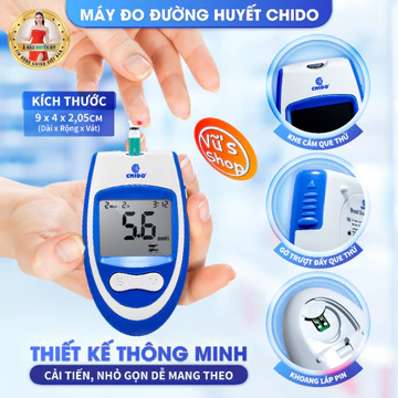Máy đo đường huyết CHIDO - Tặng kèm 50 que thử và kim lấy máu - Giải pháp đo đường huyết tại nhà chính xác và tiện lợi