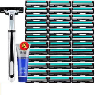 BỘ DAO CẠO RÂU 2 LƯỠI KÈM 36 ĐẦU THAY TIỆN LỢI ( Tặng kèm tuýp kem cạo râu )