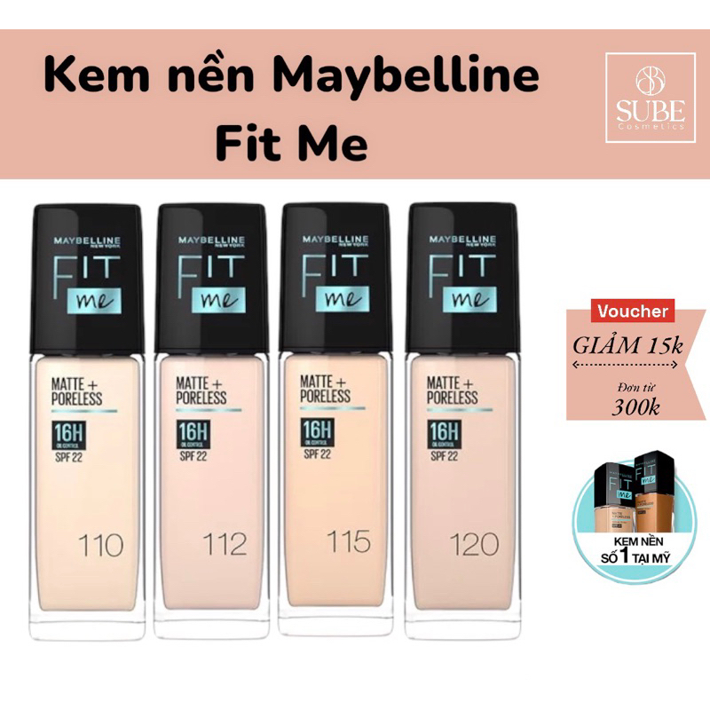 Kem Nền Kiềm Dầu Cho Lớp Nền Mịn Lì Tự Nhiên Maybelline Fit Me Matte Poreless Foundation Spf22