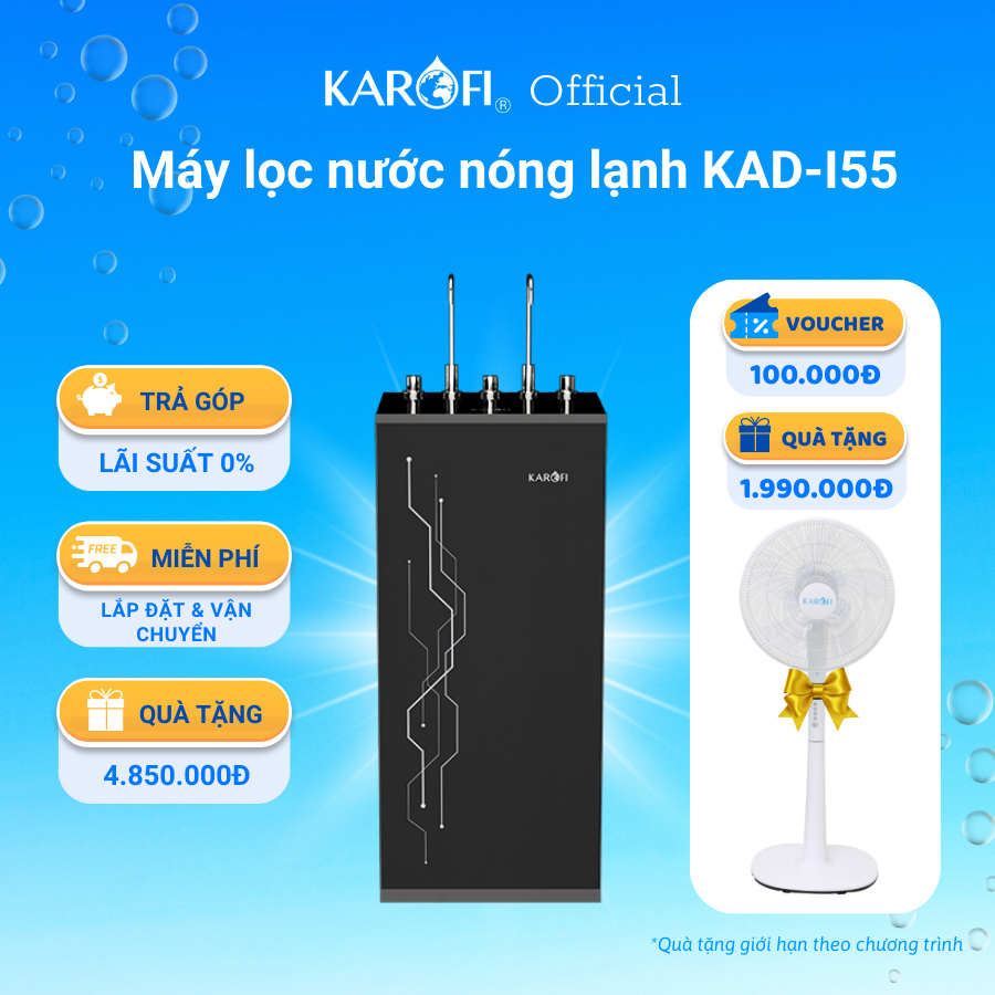 Máy lọc nước nóng lạnh 2 vòi 3 chế độ Karofi KAD-I55 - Lắp đặt miễn phí toàn quốc