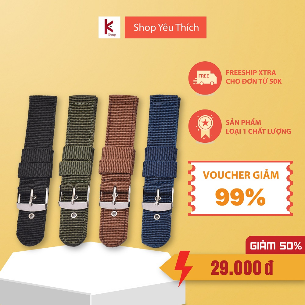 Dây Đồng Hồ Vải Dù Nato Khoen Trắng - Size 16/18/20/22mm | BigBuy360 - bigbuy360.vn