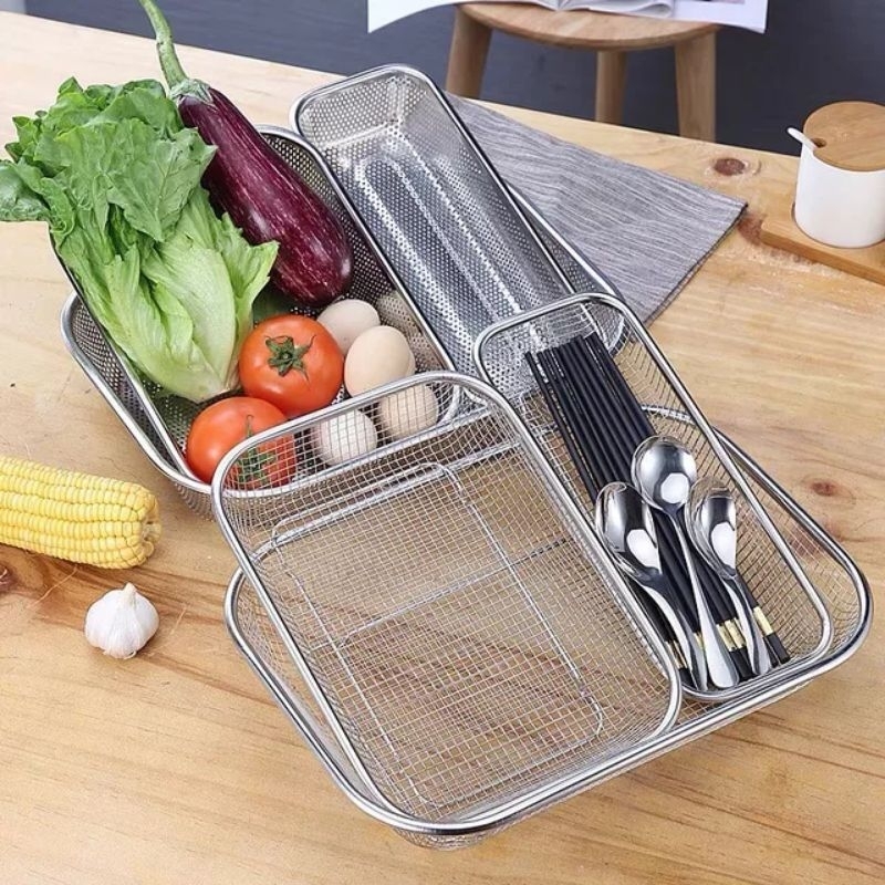 Rổ inox 304 chữ nhật rửa rau củ quả đủ kích cỡ | Shopee Việt Nam