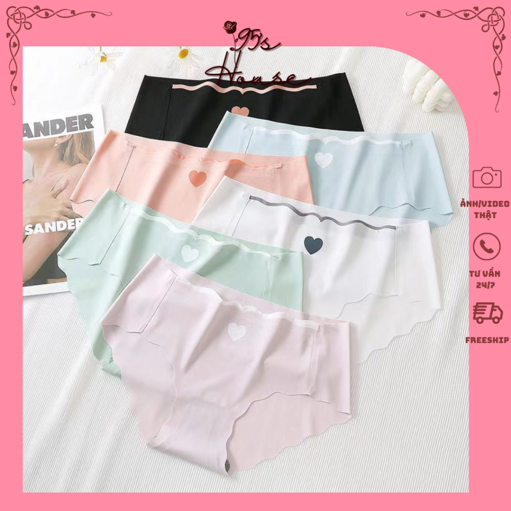 Combo 5 Quần lót nữ đúc su hình Tim không đường may chống lộ viền sóng, Quần chip su mềm mại QS06 [95's House]