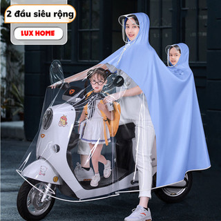 Áo mưa nửa trước trong suốt cho Mẹ và Bé, che phủ toàn thân, kèm kính chắn mưa