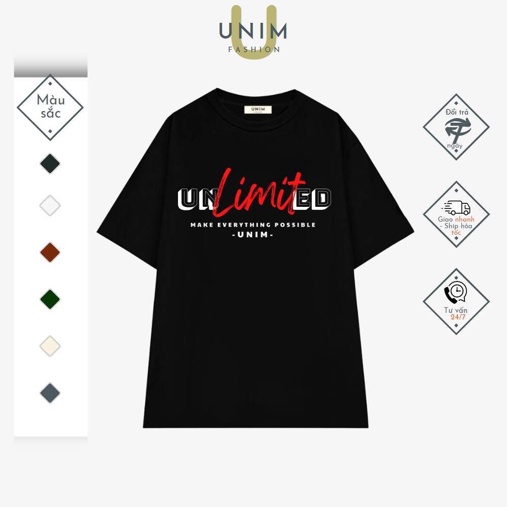 [VẢI 250 GSM] Áo Thun Unlimited Chất Local Brand Unim Store Cotton Co Giãn Cao Cấp - AP906