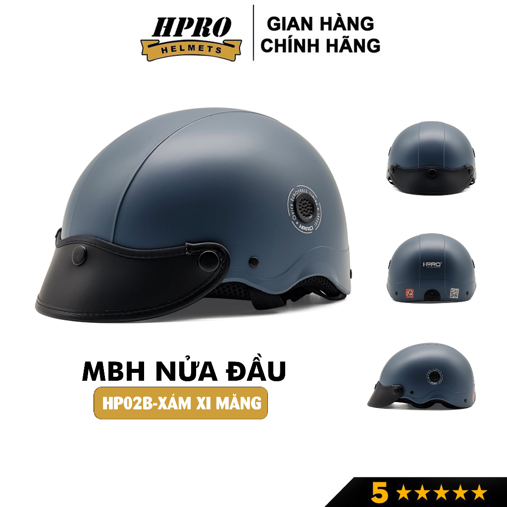 Ảnh Mũ bảo hiểm nửa đầu thương hiệu Hpro helmet, màu xám xi măng nổi bật, kiểu dáng trẻ trung năng động, freeside(52-56cm) 1