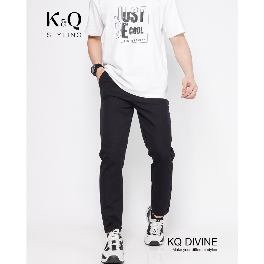 Ảnh Quần ống suông KQ STYLING kaki co giãn cao cấp đen 2
