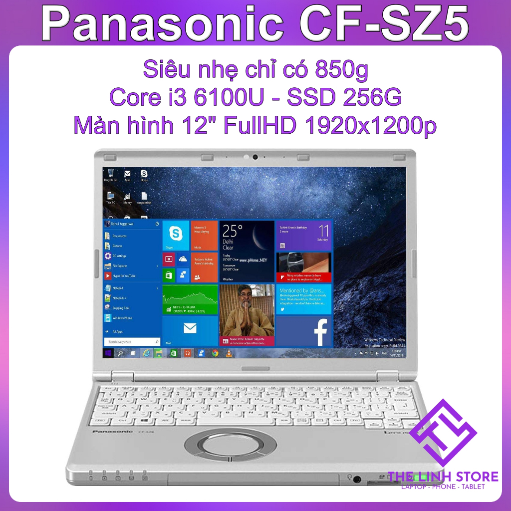 Laptop Panasonic CF-SZ5 siêu nhẹ 850g - Core i3 6100U SSD 256G