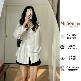 Áo sơ mi nữ form rộng MISOUL dài tay chất liệu cao cấp kiểu dáng trendy, Sơ mi Trắng 104
