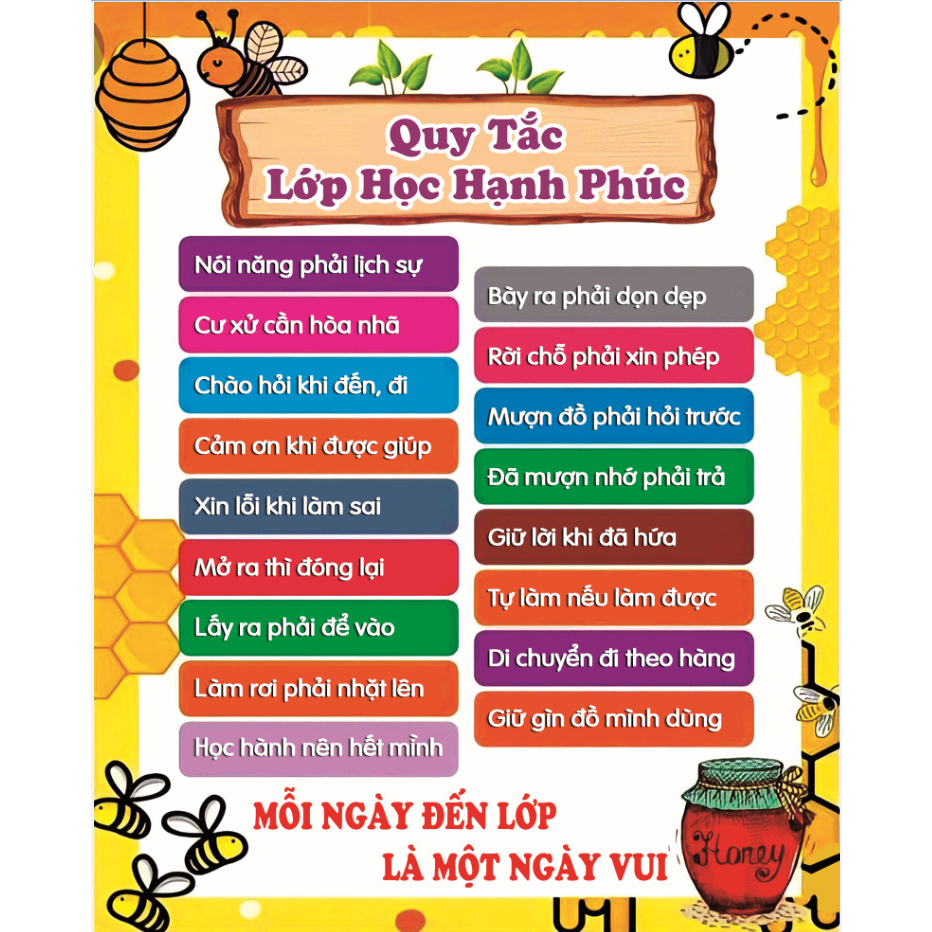 Lớp học hạnh phúc chất liệu bạt kích thước tùy chọn